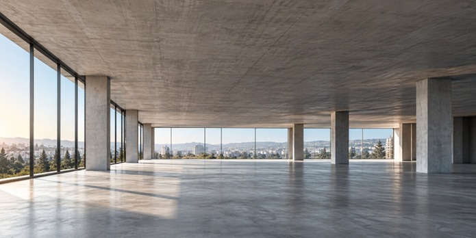 Sustainable concrete building interior